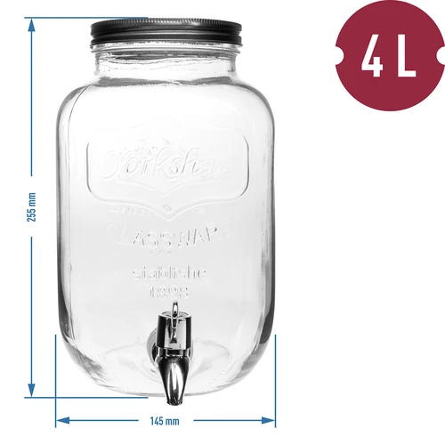 Borcan pentru limonadă, cu robinet - din sticlă, 4 L - 5