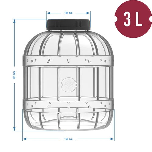 Borcan rezistent la spargere, multifuncțional, cu capac negru, 3L - 4
