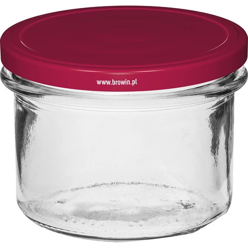 Borcan simplu 235 ml (fi82) cu capac bordo 6 buc. - 2