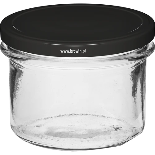 Borcan simplu 235 ml (fi82) cu capac negru 6 buc. - 2