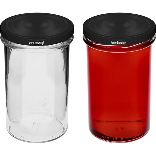 Borcan simplu 545ml (fi 82) - cu capac negru, 6 buc. - 5