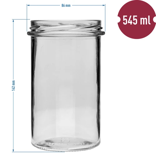 Borcan simplu 545ml (fi 82) - cu capac negru, 6 buc. - 6