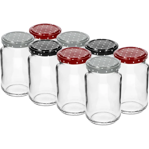Borcan TO 190ml cu capac colorat fi 53 - 8 buc.