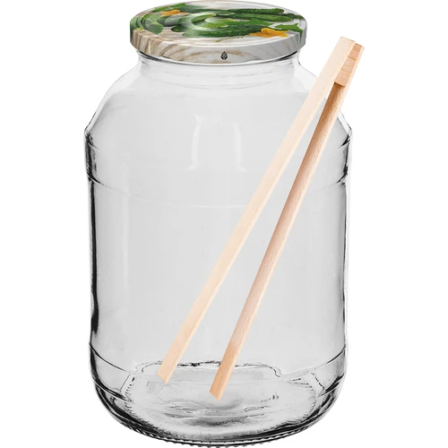 Borcan TO 2 L, fi 82/6 cu capac colorat + clești