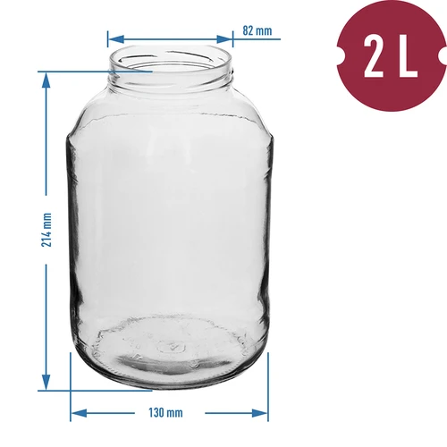 Borcan TO 2 L, fi 82/6 cu capac colorat + clești - 2
