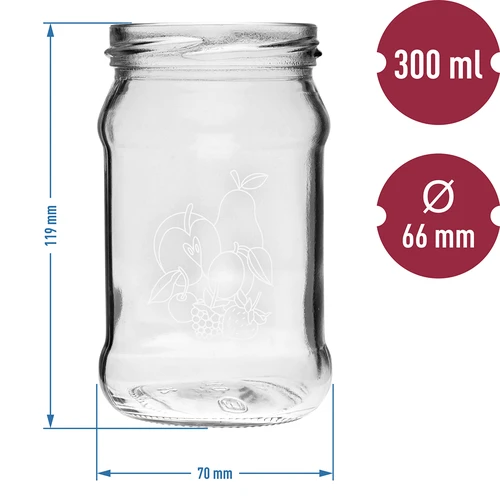 Borcan TO 300ml cu imprimare - mix de fructe și capac fi66/4 - 3 buc. - 6