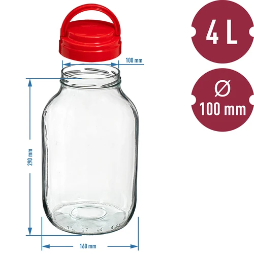 Borcan TO 4 L și capac fi 100 cu mâner - 6