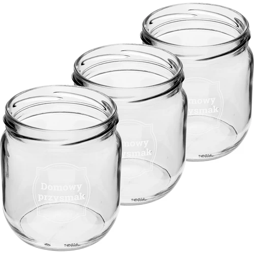 Borcan TO 425ml cu imprimeu „Deliciu de casă” și capac negru fi 82 - 3 buc. - 3