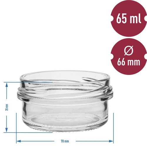 Borcan TO 65 ml cu capac colorat fi66 - 6 buc. - 6