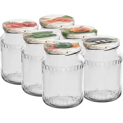 Borcan TO 720 ml cu capac colorat fi 82/6 - 6 buc.