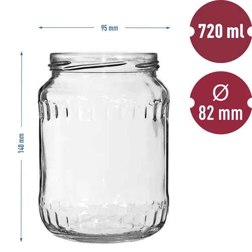 Borcan TO 720 ml cu capac colorat fi 82/6 - 6 buc. - 6