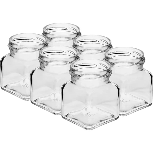Borcan twist off 120ml - Patru colțuri fi 53 cu capac negru, 6 buc - 3