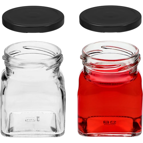 Borcan twist off 120ml - Patru colțuri fi 53 cu capac negru, 6 buc - 5