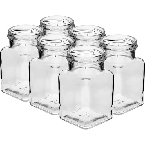 Borcan twist off 150ml Patru colțuri fi 53 cu capac negru, 6 buc. - 3
