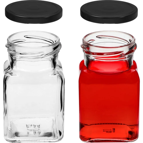 Borcan twist off 150ml Patru colțuri fi 53 cu capac negru, 6 buc. - 5