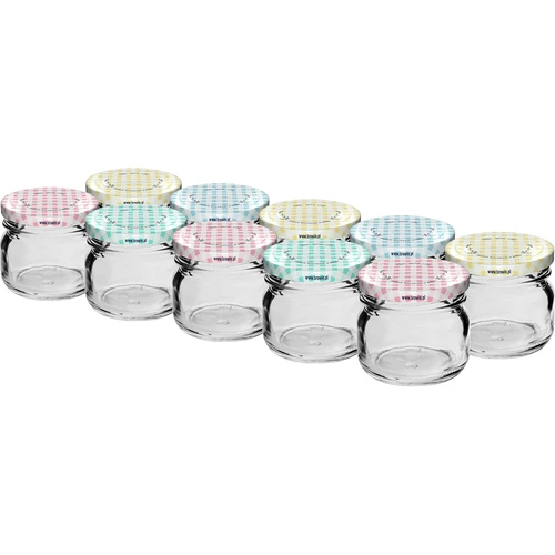 Borcan twist-off 30 ml cu capac colorat fi 43 - 10 buc.