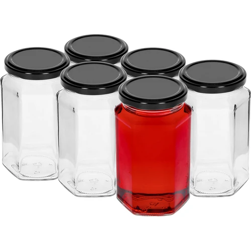 Borcan twist off 385ml cu capac negru fi 63, 6 buc. - 2