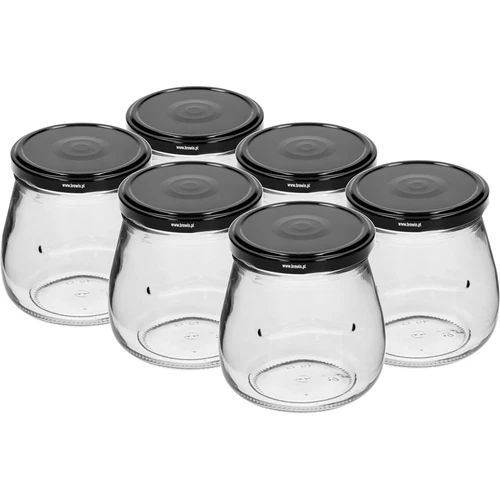 Borcan twist-off 500ml "Amforă Răsturnată" cu capac negru fi 82/6, 6 buc.