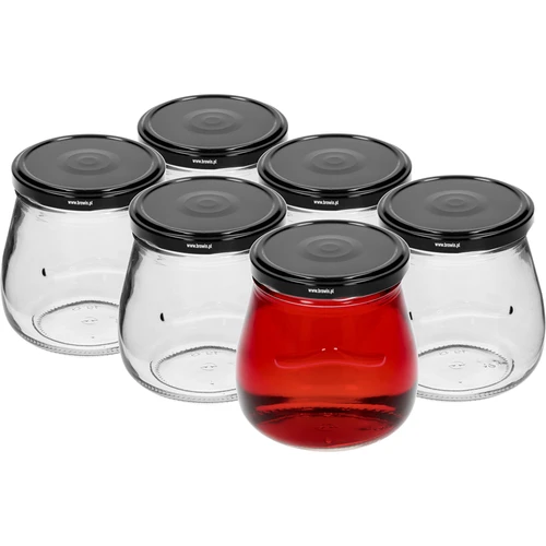 Borcan twist-off 500ml "Amforă Răsturnată" cu capac negru fi 82/6, 6 buc. - 2