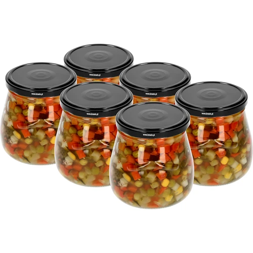 Borcan twist-off 500ml "Amforă Răsturnată" cu capac negru fi 82/6, 6 buc. - 4