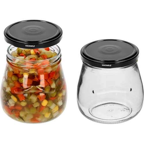 Borcan twist-off 500ml "Amforă Răsturnată" cu capac negru fi 82/6, 6 buc. - 5