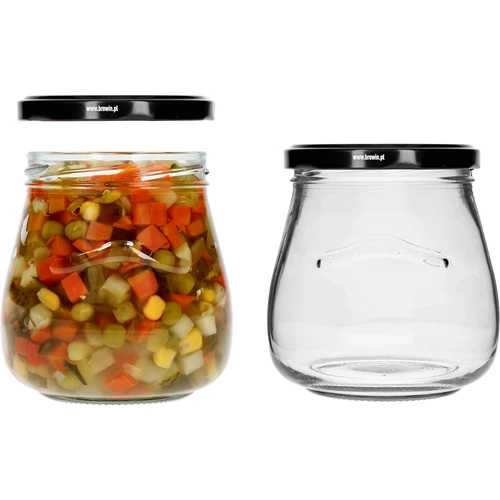 Borcan twist-off 500ml "Amforă Răsturnată" cu capac negru fi 82/6, 6 buc. - 6