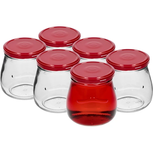 Borcan twist-off 500ml "Amforă Răsturnată" cu capac vișiniu fi 82/6, 6 buc. - 2