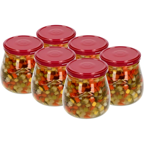 Borcan twist-off 500ml "Amforă Răsturnată" cu capac vișiniu fi 82/6, 6 buc. - 3
