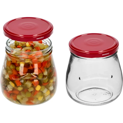 Borcan twist-off 500ml "Amforă Răsturnată" cu capac vișiniu fi 82/6, 6 buc. - 5