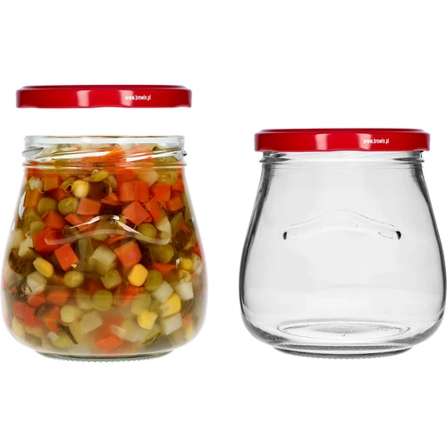 Borcan twist-off 500ml "Amforă Răsturnată" cu capac vișiniu fi 82/6, 6 buc. - 6