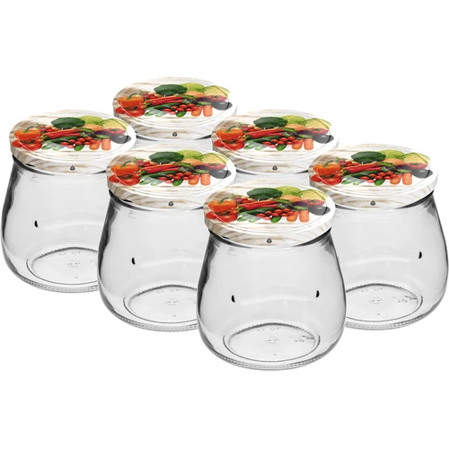Borcan twist-off 500ml "Amfora Răsturnată" cu capac colorat fi 82/6, 6 buc.