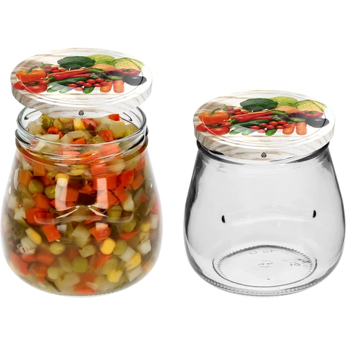 Borcan twist-off 500ml "Amfora Răsturnată" cu capac colorat fi 82/6, 6 buc. - 6