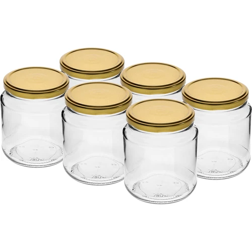 Borcan twist-off, gros 580ml cu capac auriu fi82/6, 6 buc.