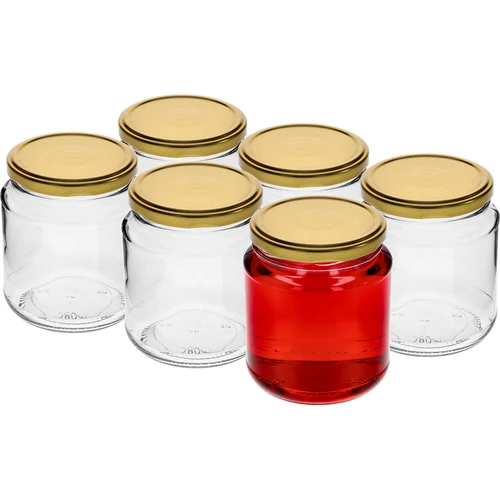 Borcan twist-off, gros 580ml cu capac auriu fi82/6, 6 buc. - 2
