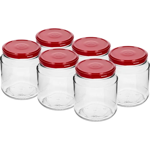 Borcan twist-off, gros 580ml cu capac bordo fi82/6, 6 buc.
