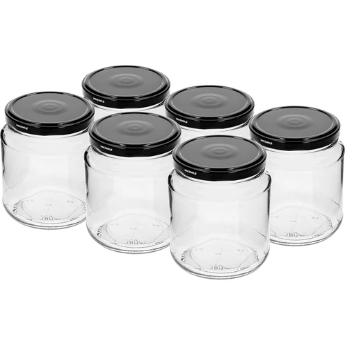 Borcan twist-off, gros 580ml cu capac negru fi 82/6, 6 buc.