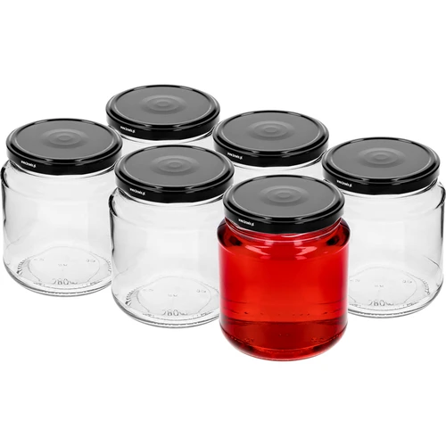 Borcan twist-off, gros 580ml cu capac negru fi 82/6, 6 buc. - 2