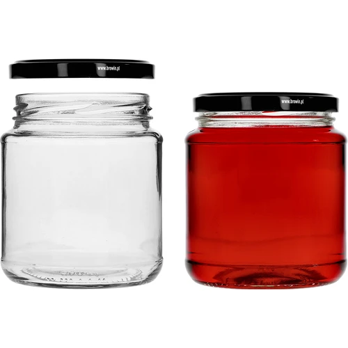 Borcan twist-off, gros 580ml cu capac negru fi 82/6, 6 buc. - 3