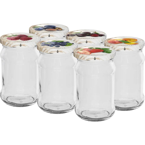 Borcane 300 ml cu capac colorat fi 66 - 6 buc.