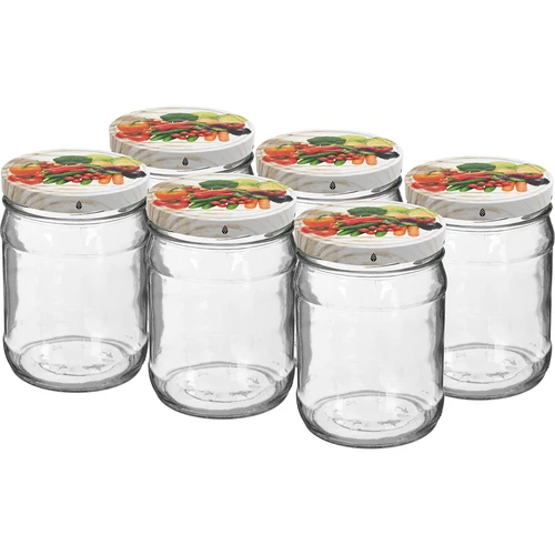 Borcane twist off 500 ml cu capac colorat fi82/6 - 6 buc.