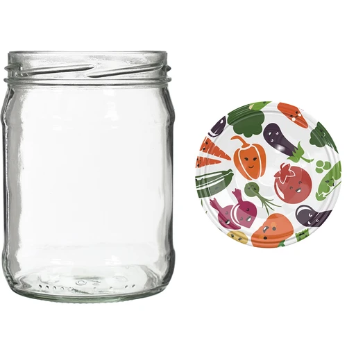 Borcane twist off 500 ml cu capac colorat fi82/6 - 6 buc. - 5