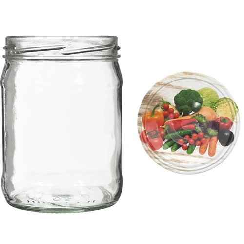 Borcane twist off 500 ml cu capac colorat fi82/6 - 6 buc. - 9