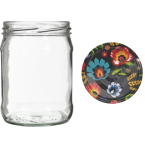 Borcane twist off 500 ml cu capac colorat fi82/6 - 6 buc. - 7