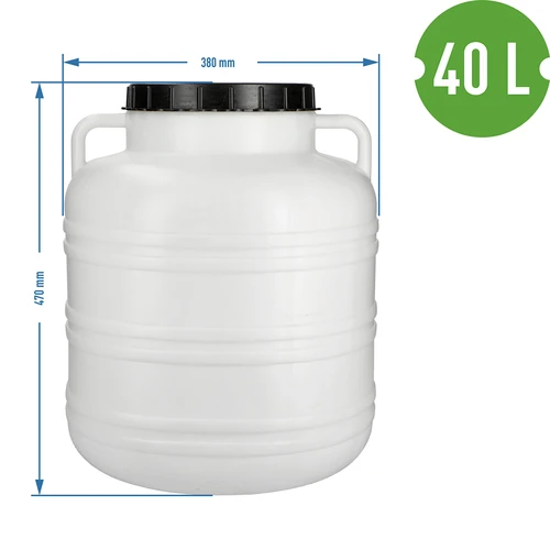 Butoi pentru murături 40L - alb, mânere - 8