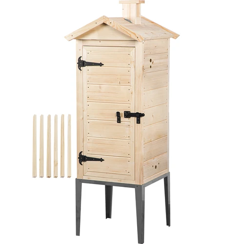 Cameră de afumare din lemn de molid, 200 L, cu bază din inox