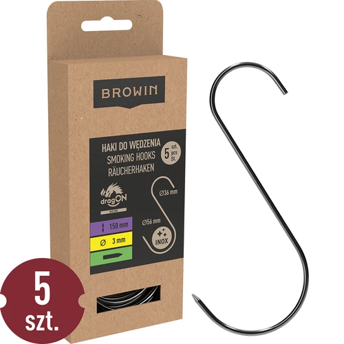 Cârlige pentru afumare – S, ascuțite, 3 mm x 150 mm, set 5 buc.