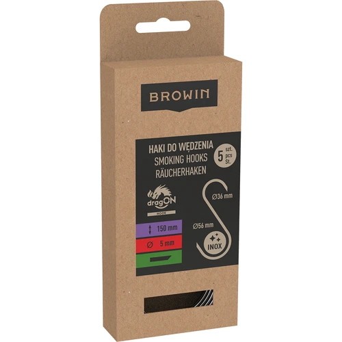 Cârlige pentru afumare – tip S, tăiate la 45°, 5 mm x 150 mm, set 5 buc. - 3