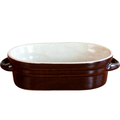 Ceramică - oală pentru untură, alungită cu capac 0,75L - 2