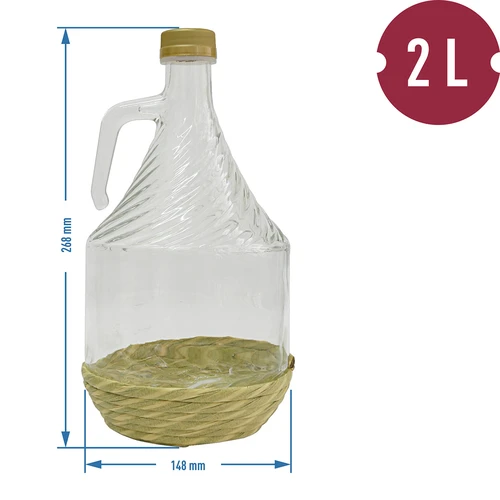 Damigeană Dama 2L în împletitură, cu capac - 2