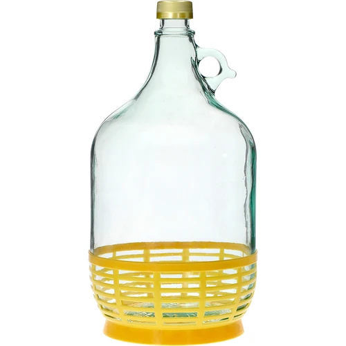 Damigeană Dama 5 L cu capac și coș din plastic